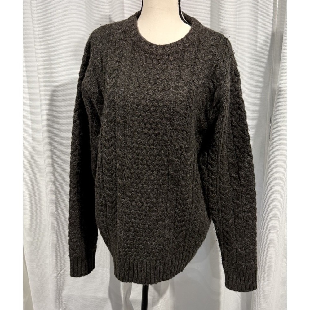 Pendleton Men's Shetland Fisherman Wool Cable Knit Sweater Small Brown - Picture 9 of 9